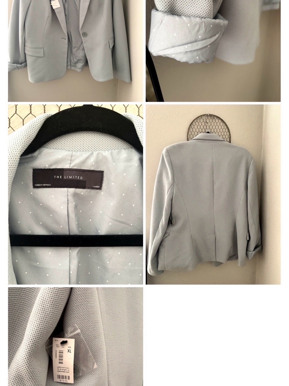 The Limited Light Gray Tailored Single-Button Blazer